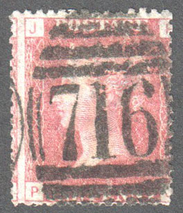 Great Britain Scott 33 Used Plate 134 - PJ - Click Image to Close